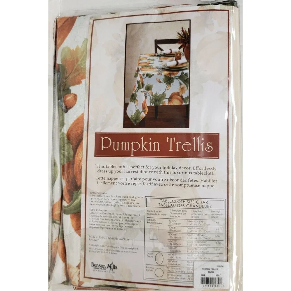 Printed Linen Tablecloth 60 x 104